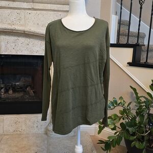 🫒 Amadi Anthropology 100% Cotton Elegant Olive Long Sleeve Top Size M